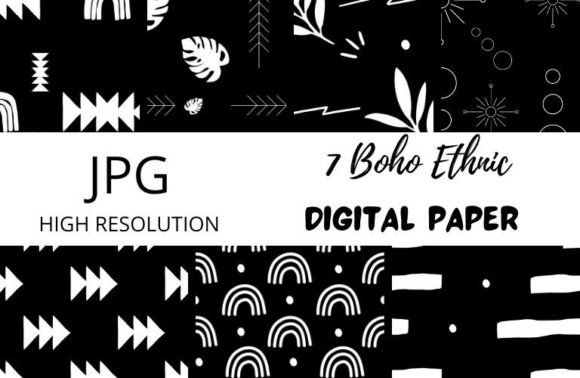 Black and White Boho Digital Papers: A Versatile Tool for Creative Projects