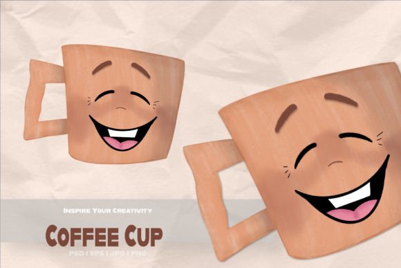 Coffee Cup Smile Cartoon Character