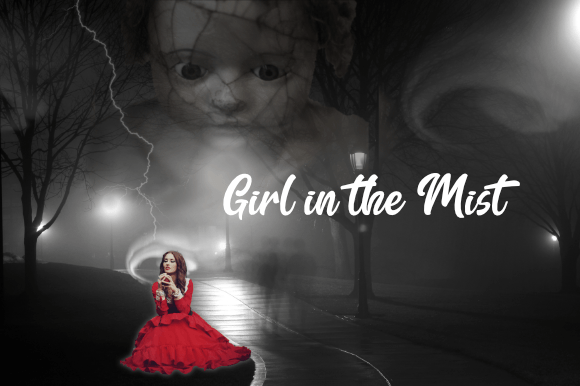Lost Girl in the Mist with Cracked Doll: A Unique Design Element for Creative Projects