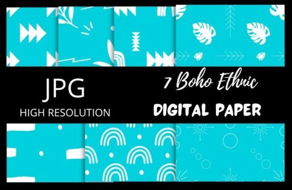 Mint Boho Digital Papers