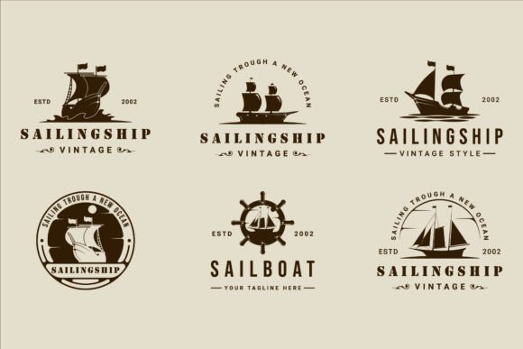 Set of Sailboat or Sailing Ship Logo: A Timeless Symbol for Modern Design and Business