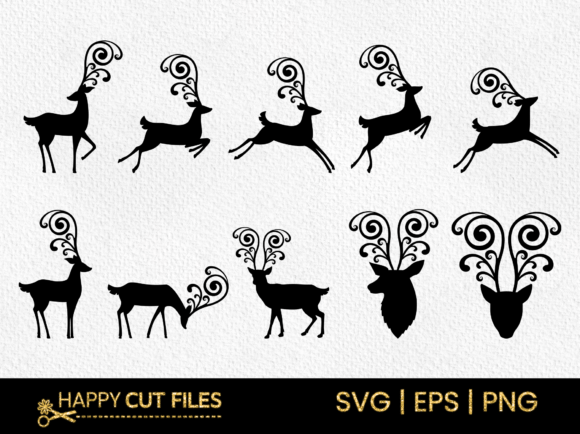 Vintage RainDeer Clipart Svg Bundle PNG